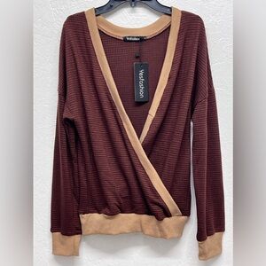 𝅺WOMEN’S Pullover Oversized V Neck Reversible Sweater Size S